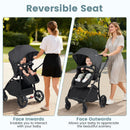 Reversible folding stroller, Grey, reversible seat