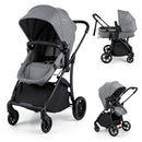 Reversible folding stroller, Light Grey, hero and configurations