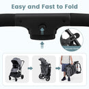 Reversible folding stroller, Light Grey, fold controls
