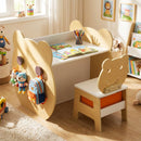 Bear-Themed Kids Art Table and Chair with Storage – Natural product view 2
