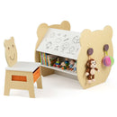 Bear-Themed Kids Art Table and Chair with Storage – Natural product view 3