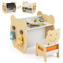 Bear-Themed Kids Art Table and Chair with Storage – Natural product view 4