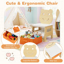 Bear-Themed Kids Art Table and Chair with Storage – Natural product view 9