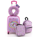 Pink five-piece kids luggage set: complete product set