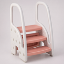 Pink and White three-step stool with tall side handles