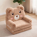Brown bear toddler flip-out sofa, front view in seating configuration
