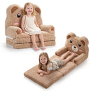 Brown bear toddler flip-out sofa, seating and extended play configurations