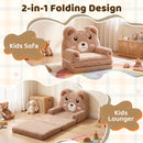 Brown bear toddler flip-out sofa, folding configuration details