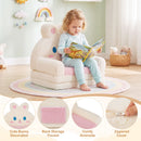 Bunny Fold-Out Toddler Sofa and Lounger – Pink – zipper and pocket details