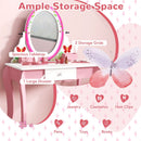 Butterfly Kids Vanity Set with Mirror and Whiteboard – drawer and tabletop compartments