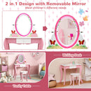 Butterfly Kids Vanity Set with Mirror and Whiteboard – removable mirror and writing-table modes