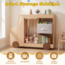 Car-Shaped Kids Bookcase with Soft-Toy Storage and Drawer – Natural product view 6
