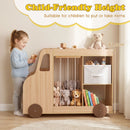 Car-Shaped Kids Bookcase with Soft-Toy Storage and Drawer – Natural product view 7