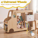 Car-Shaped Kids Bookcase with Soft-Toy Storage and Drawer – Natural product view 8