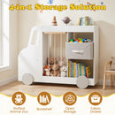 Car-Shaped Kids Bookcase with Soft-Toy Storage and Drawer – White product view 6