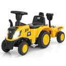 Yellow CAT toddler tractor with detachable trailer