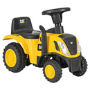 Front view of yellow CAT foot-to-floor tractor