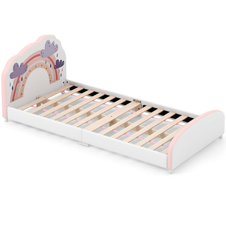 Cloud and Rainbow Kids Upholstered Bed Frame – Cloud pattern bare bed frame