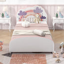 Cloud and Rainbow Kids Upholstered Bed Frame – front view of Cloud bed
