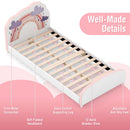 Cloud and Rainbow Kids Upholstered Bed Frame – wooden slats and central support