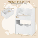 Compact Kids Book Display with Rolling Toy Drawer – Cabinet and drawer dimensions