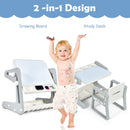 Convertible Kids Art Table and Chair with Magnetic Drawing Board – Grey, view 2