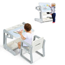 Convertible Kids Art Table and Chair with Magnetic Drawing Board – Grey, view 3