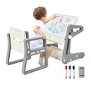 Convertible Kids Art Table and Chair with Magnetic Drawing Board – Grey, view 5