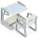 Convertible Kids Art Table and Chair with Magnetic Drawing Board – Grey, view 8