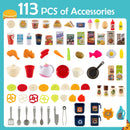 Corner Play Kitchen with 113 Accessories, Lights and Water Play in Blue, view 8