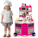 Corner Play Kitchen with 113 Accessories, Lights and Water Play in Pink, view 2