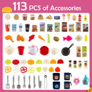 Corner Play Kitchen with 113 Accessories, Lights and Water Play in Pink, view 10