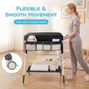 Foldable Baby Change Table with Lockable Wheels – Black, view 9