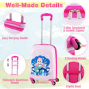 Pink mermaid suitcase handle, zip and rotating-wheel details