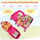 Open suitcase and backpack showing storage; contents are styling props