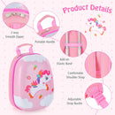 Pink cloud backpack carry handle, straps and zip details