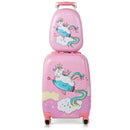 Pink unicorn-cloud hard-shell suitcase with matching backpack