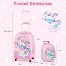 Supplier dimension diagram for pink unicorn-cloud suitcase and backpack