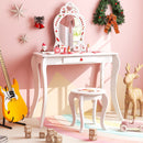 White watermelon-pattern kids vanity and stool, view 1
