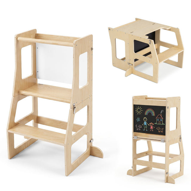 Natural folding toddler learning tower, view 3