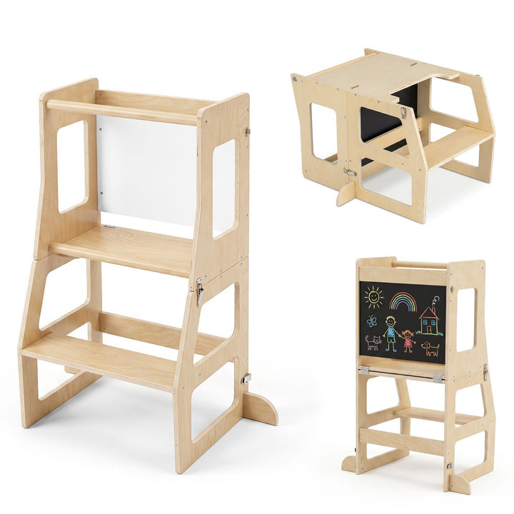 Natural folding toddler learning tower, view 3
