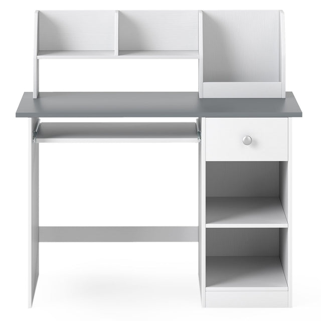 Kids Study Desk with Keyboard Tray – Grey and White, view 4