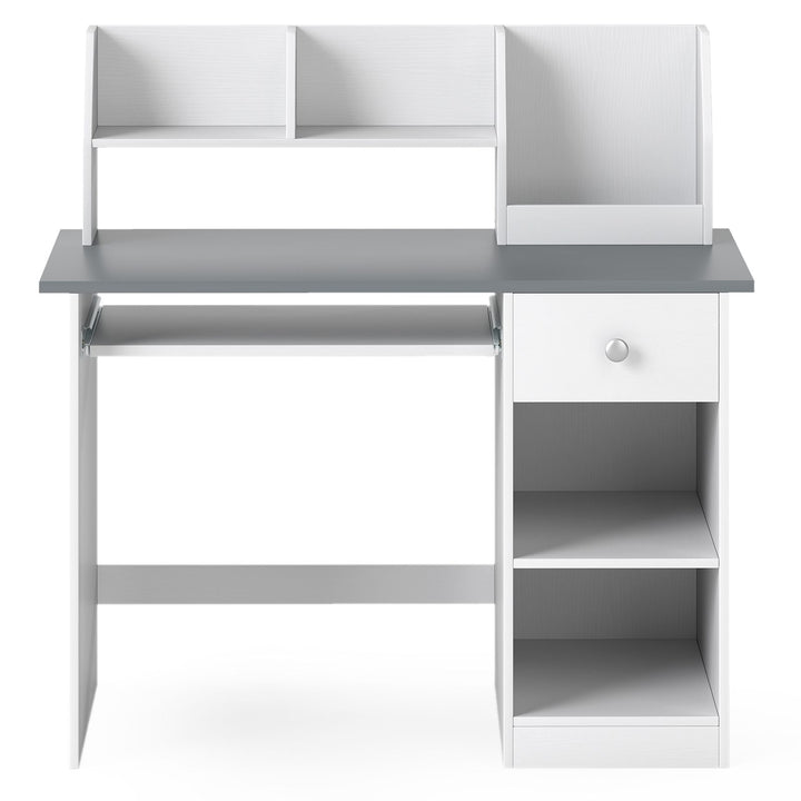 Kids Study Desk with Keyboard Tray – Grey and White, view 4