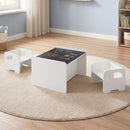 White kids chalkboard table and two chairs, view 2