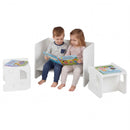 White kids chalkboard table and two chairs, view 4
