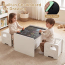 White kids chalkboard table and two chairs, view 6