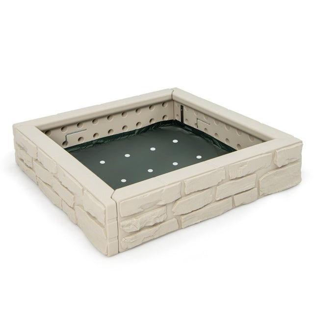 White square kids sandbox with cover and liner, view 2