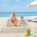 White square kids sandbox with cover and liner, view 6