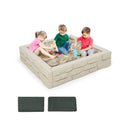 White square kids sandbox with cover and liner, view 7