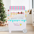 Blue and pink ice cream play cart shown from the front; room decorations not included